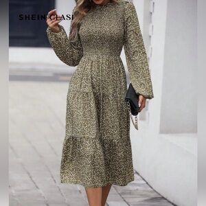 SHEIN Green Long Sleeve Dress